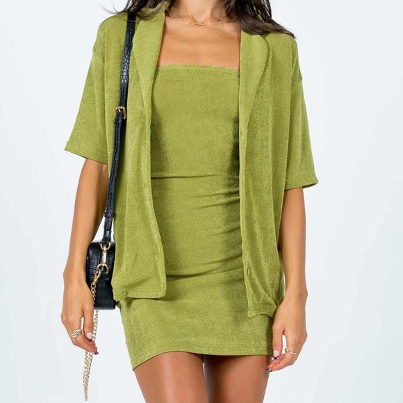 Princess Polly Mishra Set - Olive Green / Dress & Shirt included - tags on! - Picture 3 of 7